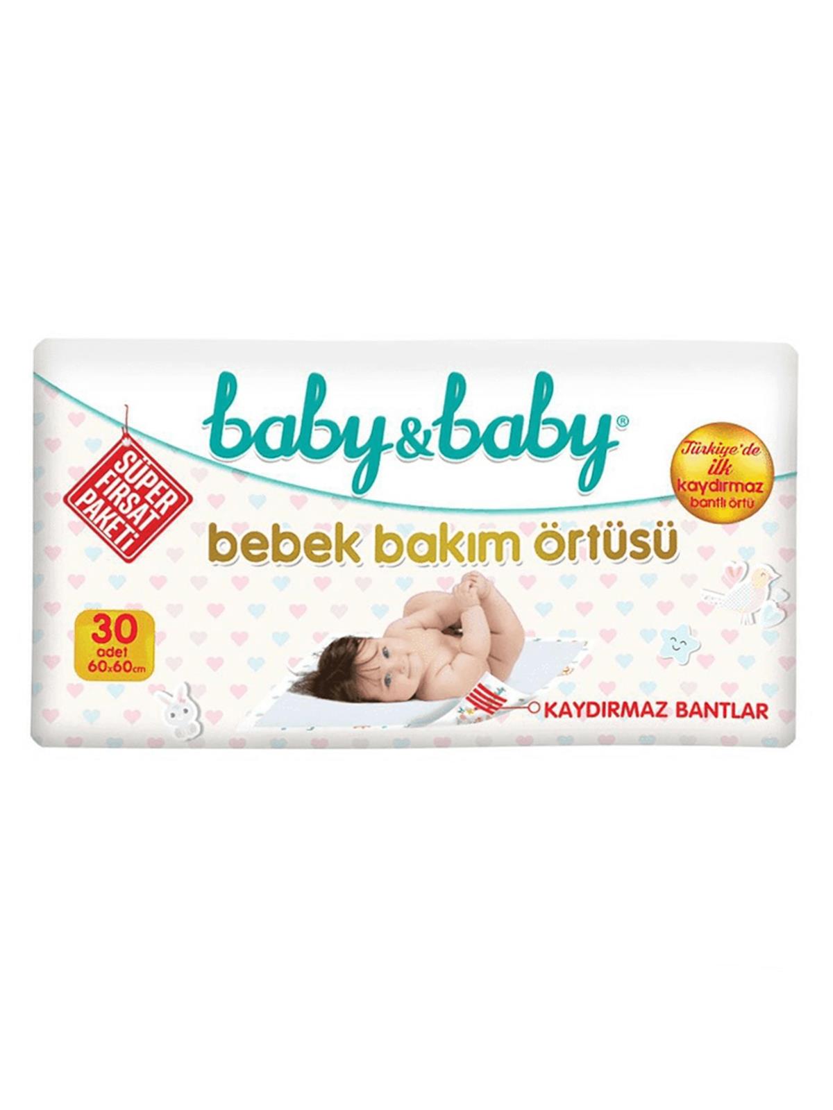 Baby&Baby Kaydırmaz Bantlı Bakım Örtüsü 60x60 cm 30 Adet Avantaj Paket