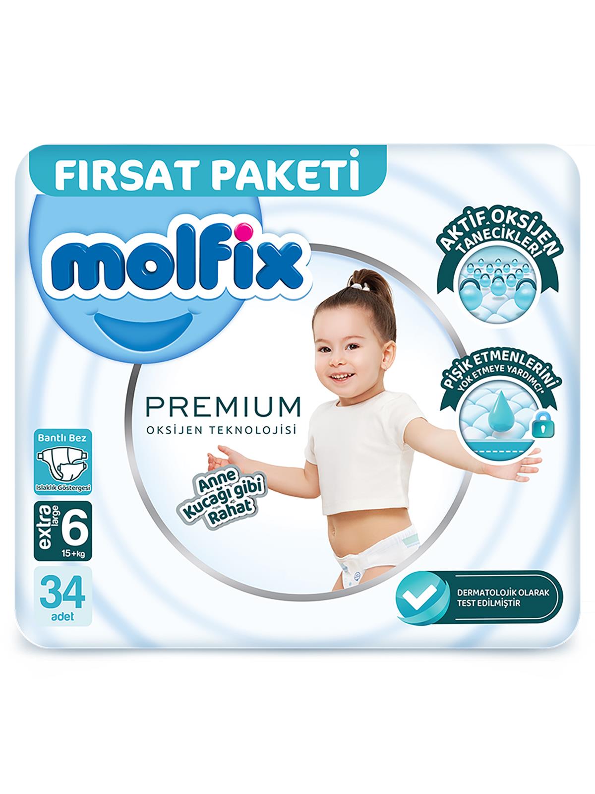 Molfıx Premium Bebek Bezi Fırsat 6 Beden Extra Large 34 Adet