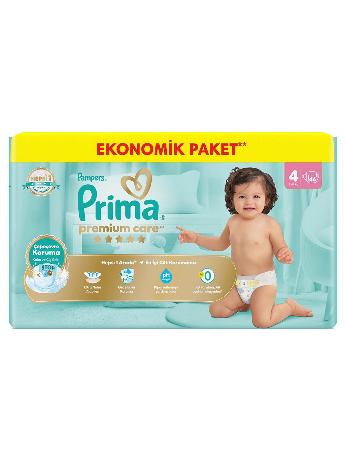 Prima Premium Care 4 Beden Bebek Bezi Maxi Ekonomik Paket 46 Adet