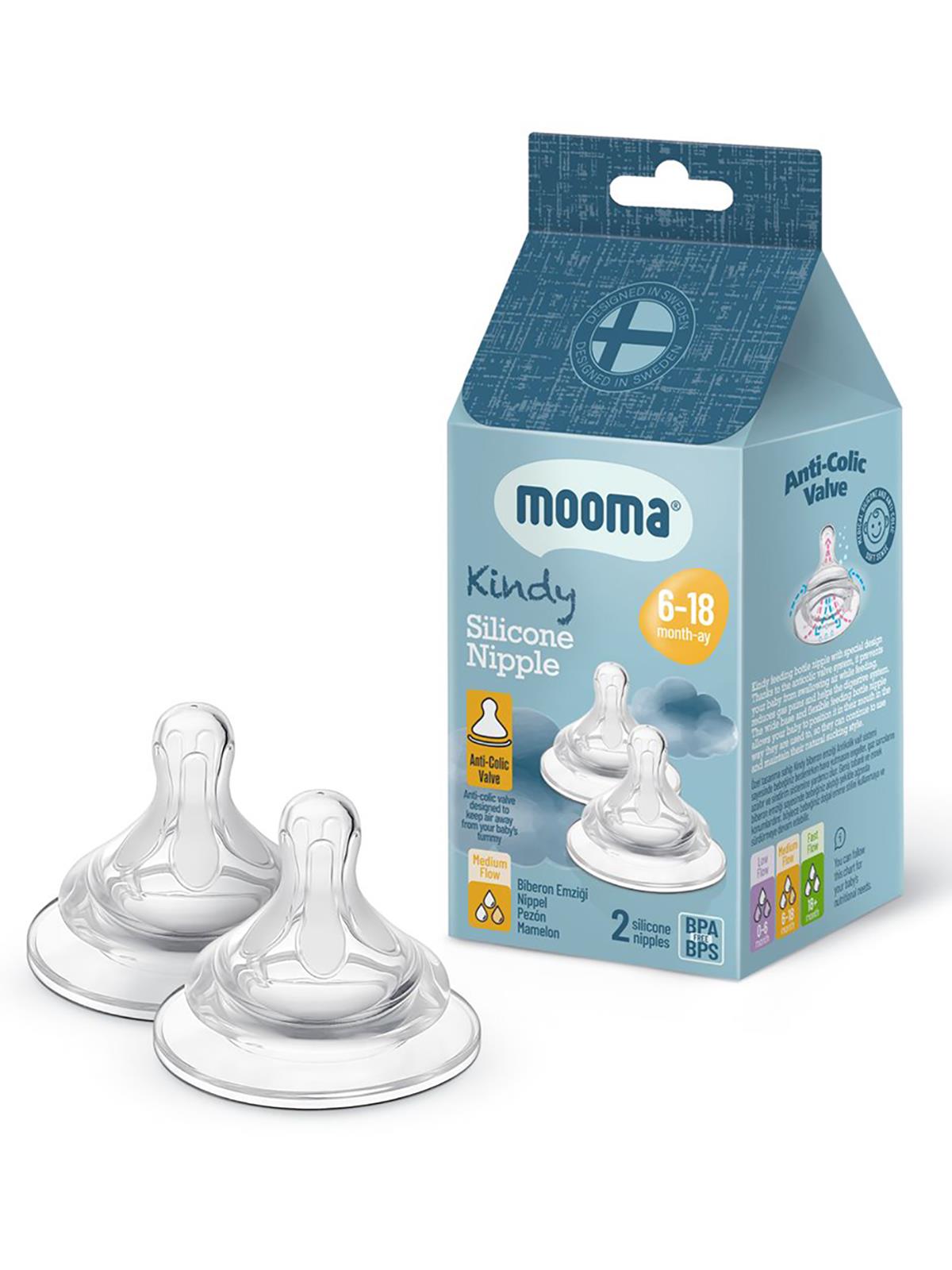 Mooma Biberon Ucu 2Li 6-18 Ay Orta Akış