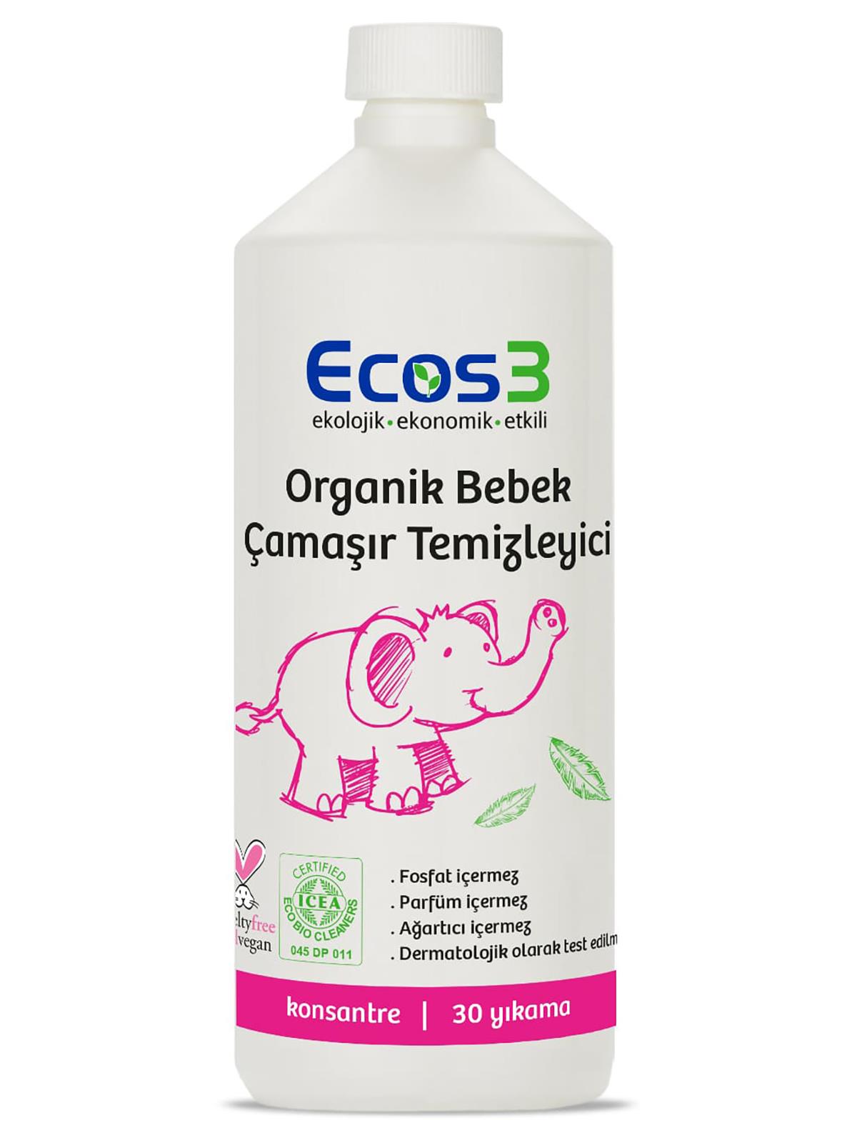 Ecos3 Organik Bebek Çamaşır Temizleyici 1000 ml - 30 Yıkama - - Standart