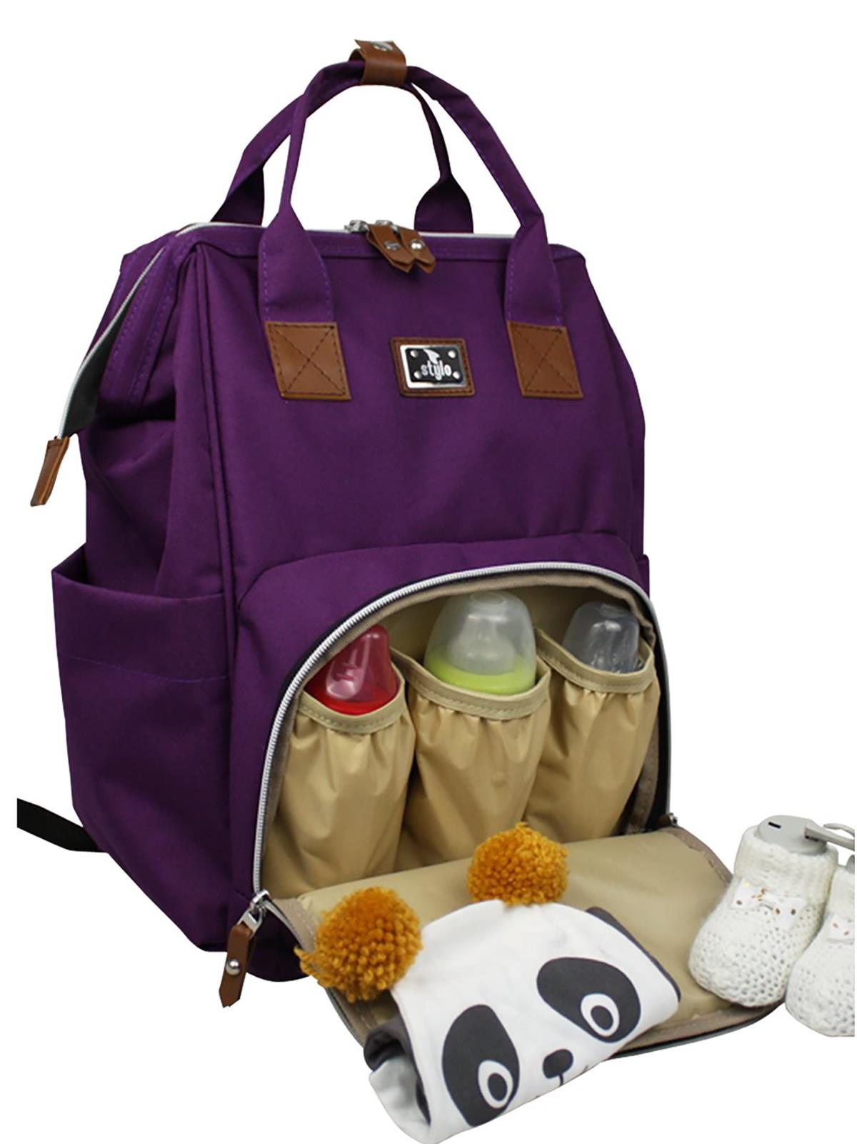 Stylo Çanta Roma Baby Bag Anne Bebek Bakım Sırt Çantası - Lila