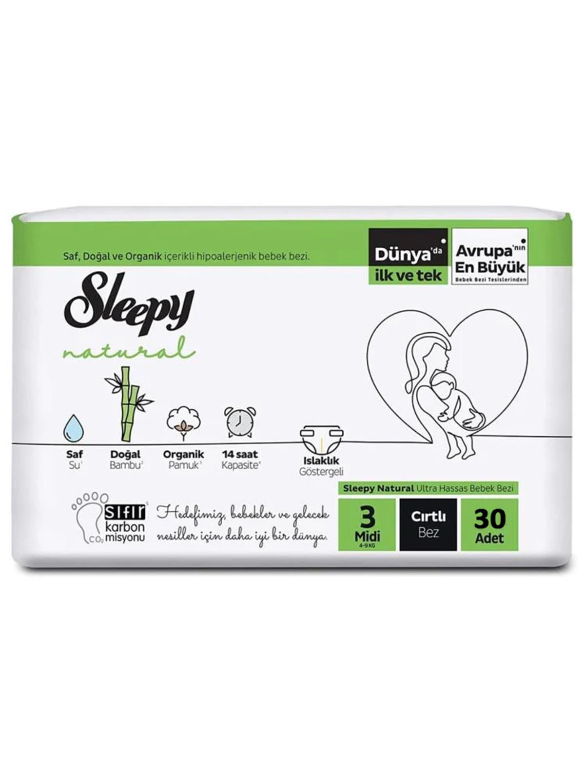 Sleepy Natural Islak Pamuklu Havlu 3x60 Adet