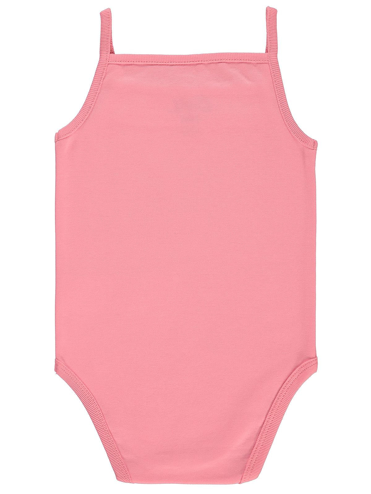 Civil Baby Penye İp Askılı Dantelli Kız Çıtçıtlı Badi - Pembe