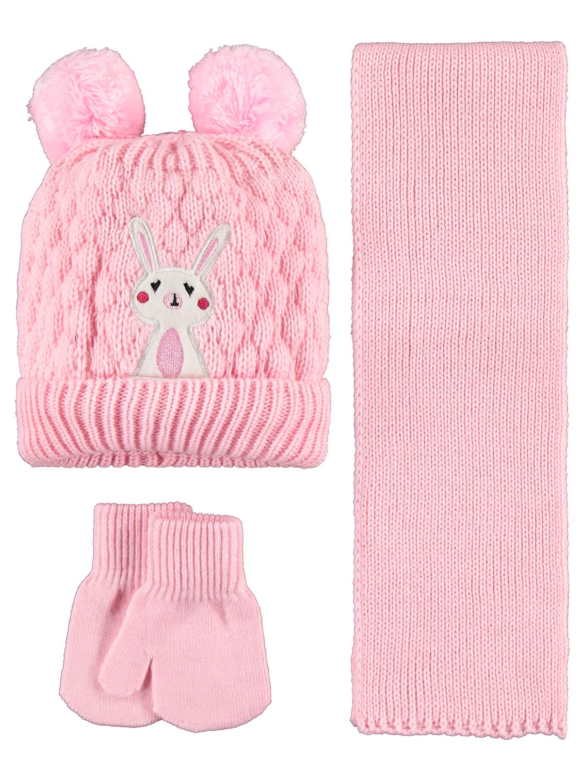 Civil Baby 6-24 Ay Atkı Bere Eldiven Set - Pembe