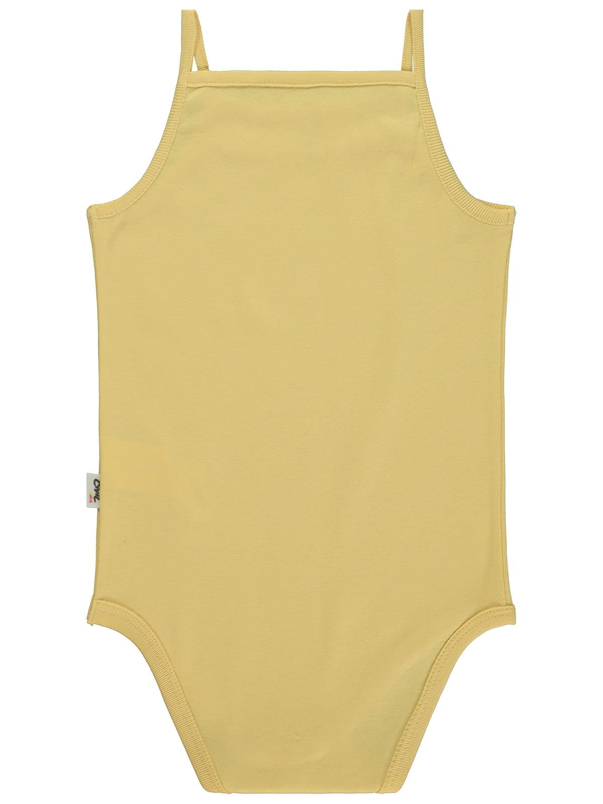 Civil Baby Penye İp Askılı Dantelli Kız Çıtçıtlı Badi - Sarı