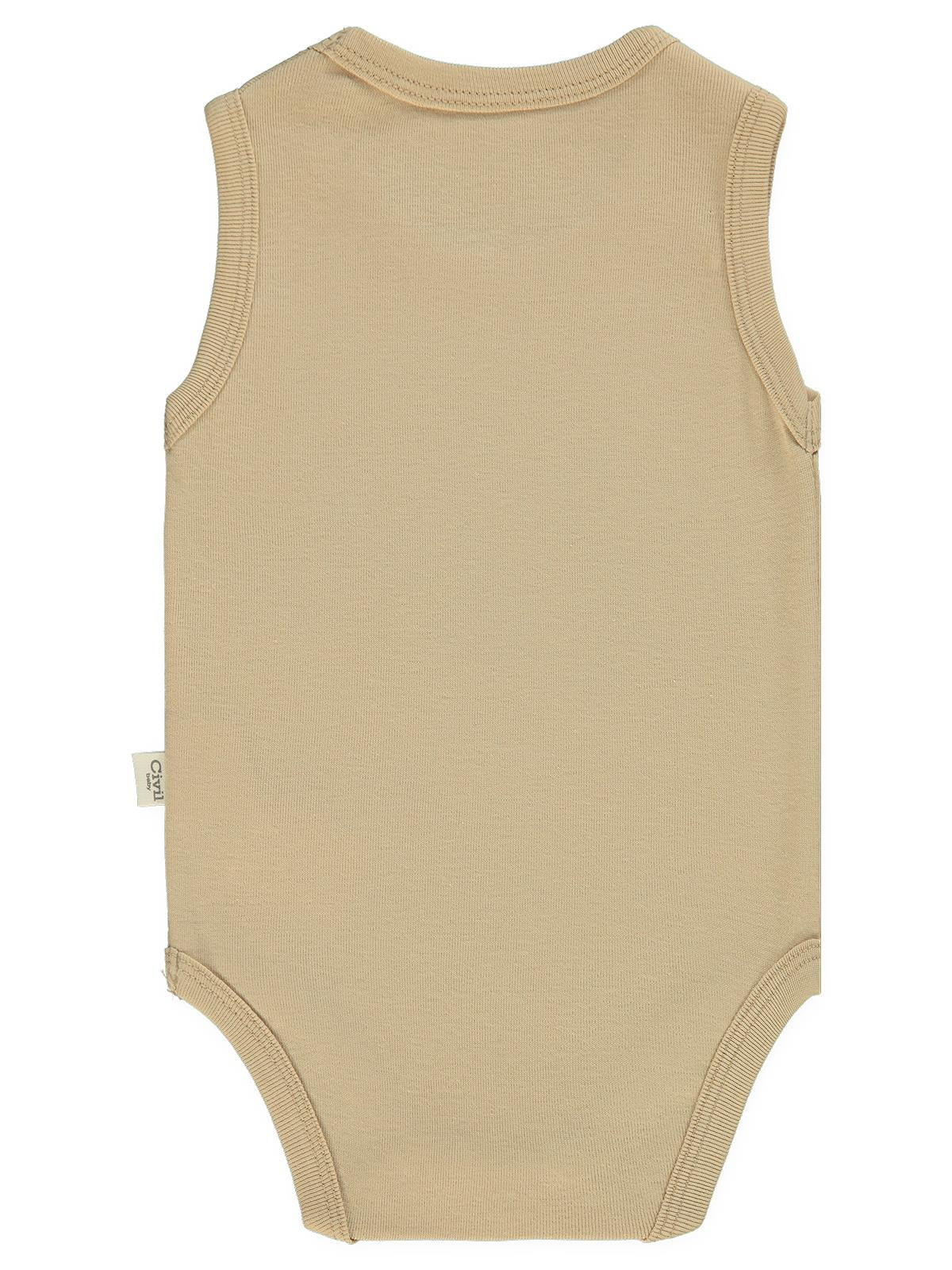 Civil Baby Düz Renkli Çıtçıtlı Badi - Kahverengi