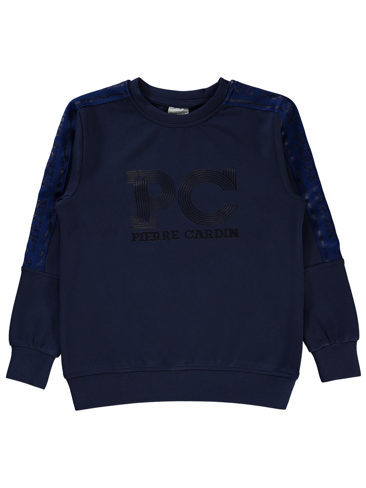 Pierre Cardin PC Baskılı Sweatshirt | Modal Uzun Kol Bisiklet Yaka | Okul Kreş ve Günlük Kullanım - Lacivert