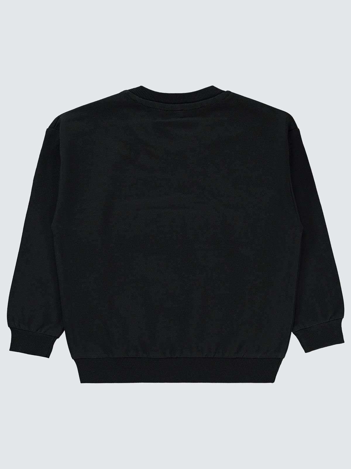 Batman Baskılı Sweatshirt | 2 İp Uzun Kol Bisiklet Yaka Baskılı | Okul Kreş ve Günlük Kullanım - Siyah