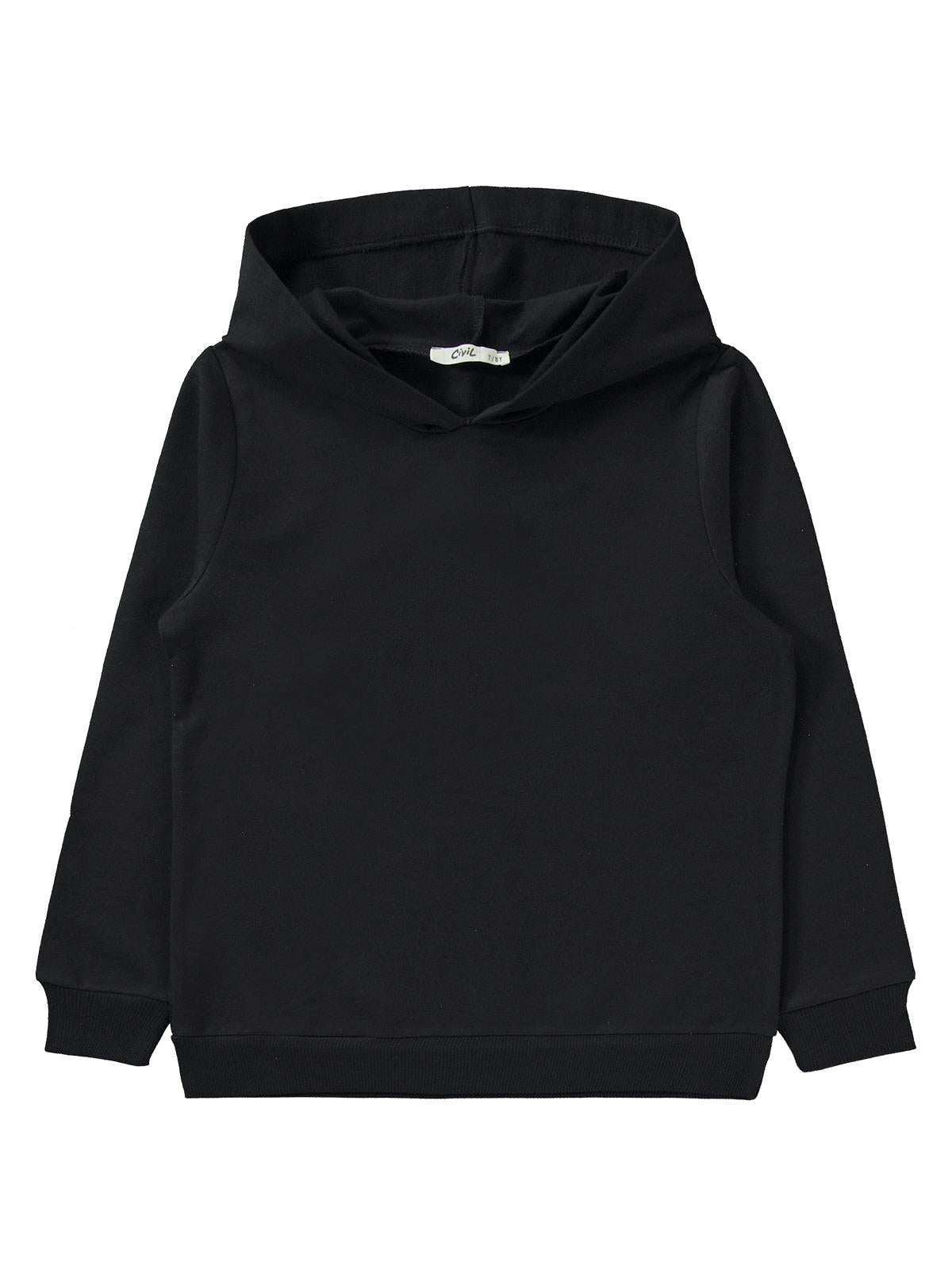 Civil Erkek Çocuk Unisex Basic Eşofman Takımı | 2 İp - 2 İp Uzun Kol | Okul Kreş ve Günlük Kullanım - Siyah