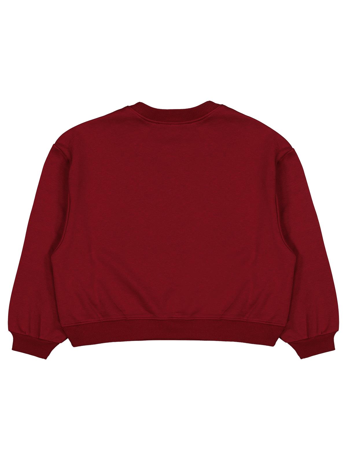 Civil Girls Kız Çocuk Düz Sweatshirt | 3 İp Uzun Kol Bisiklet Yaka | Okul Kreş ve Günlük Kullanım - Bordo