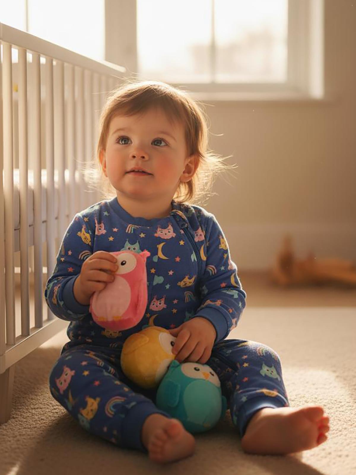 Civil Baby Gökkuşağı Empirme | 2.5 TOG Uyku Tulumu | İnterlok | Uzun Kollu Bisiklet Yaka - Mavi