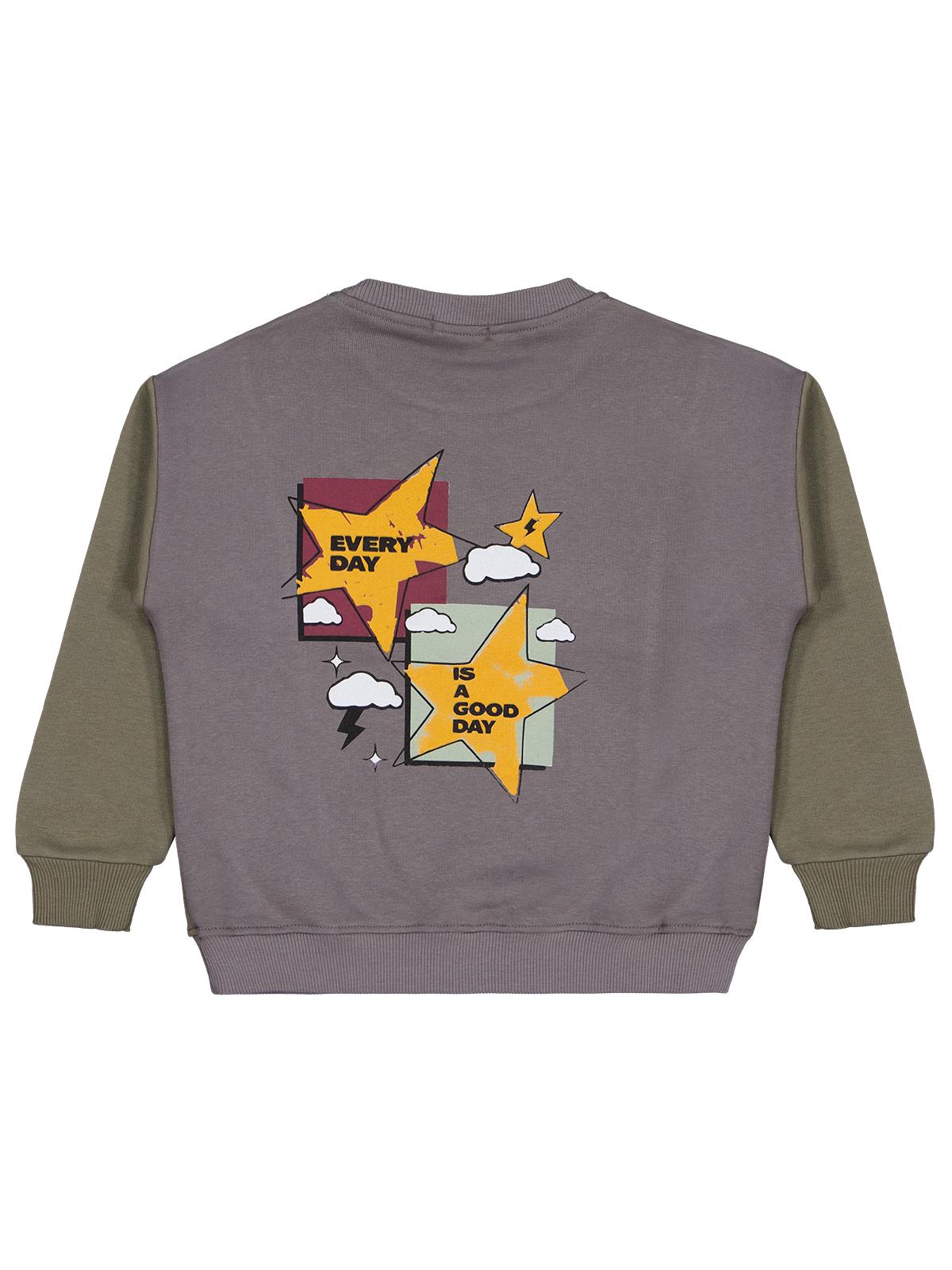 Civil Boys Erkek Çocuk Every Day Yıldız Baskılı Sweatshirt | 3 İp Uzun Kol | Okul Kreş ve Günlük Kullanım - Haki