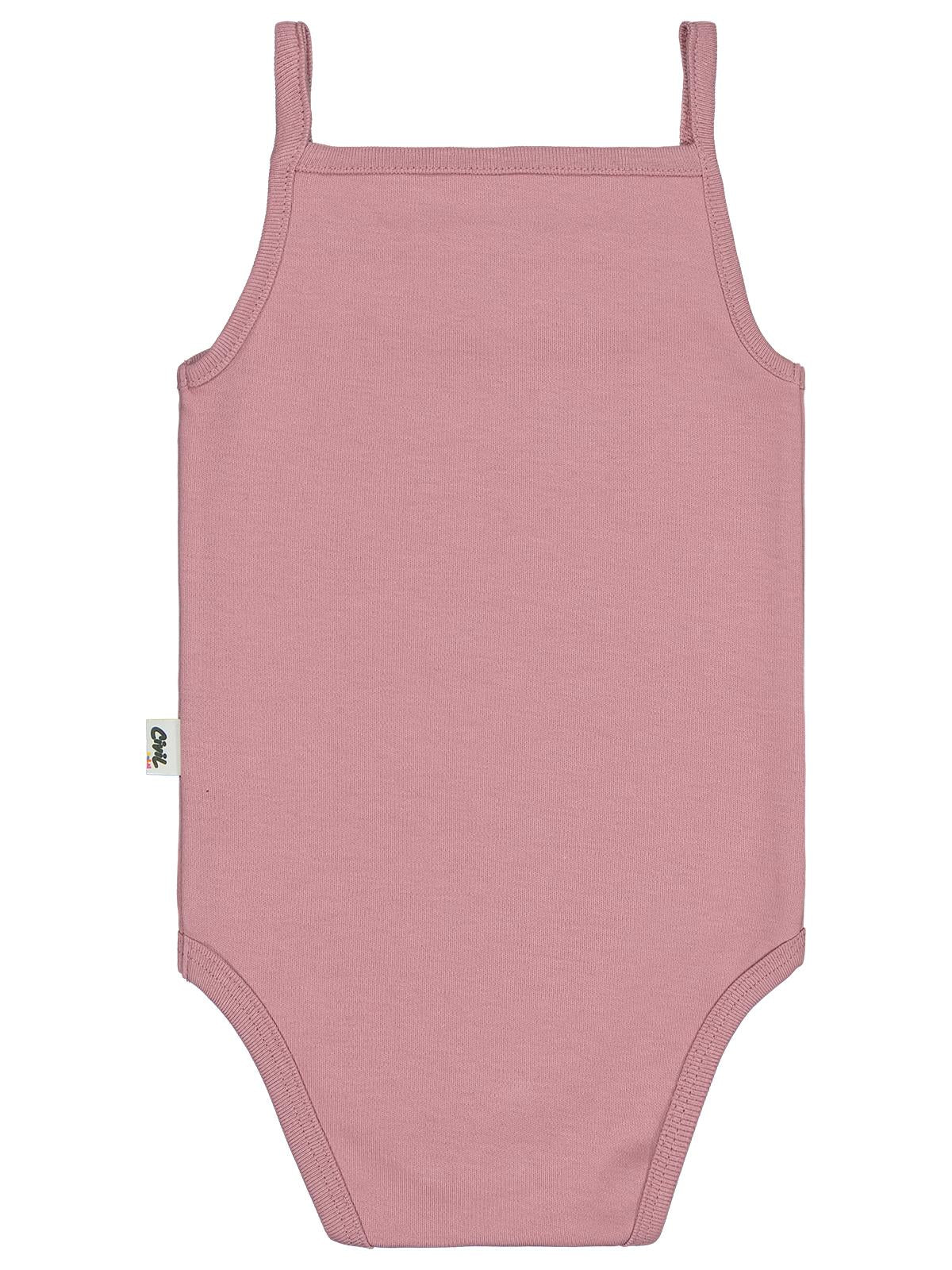 Civil Baby Penye İp Askılı Dantelli Kız Çıtçıtlı Badi - Pembe