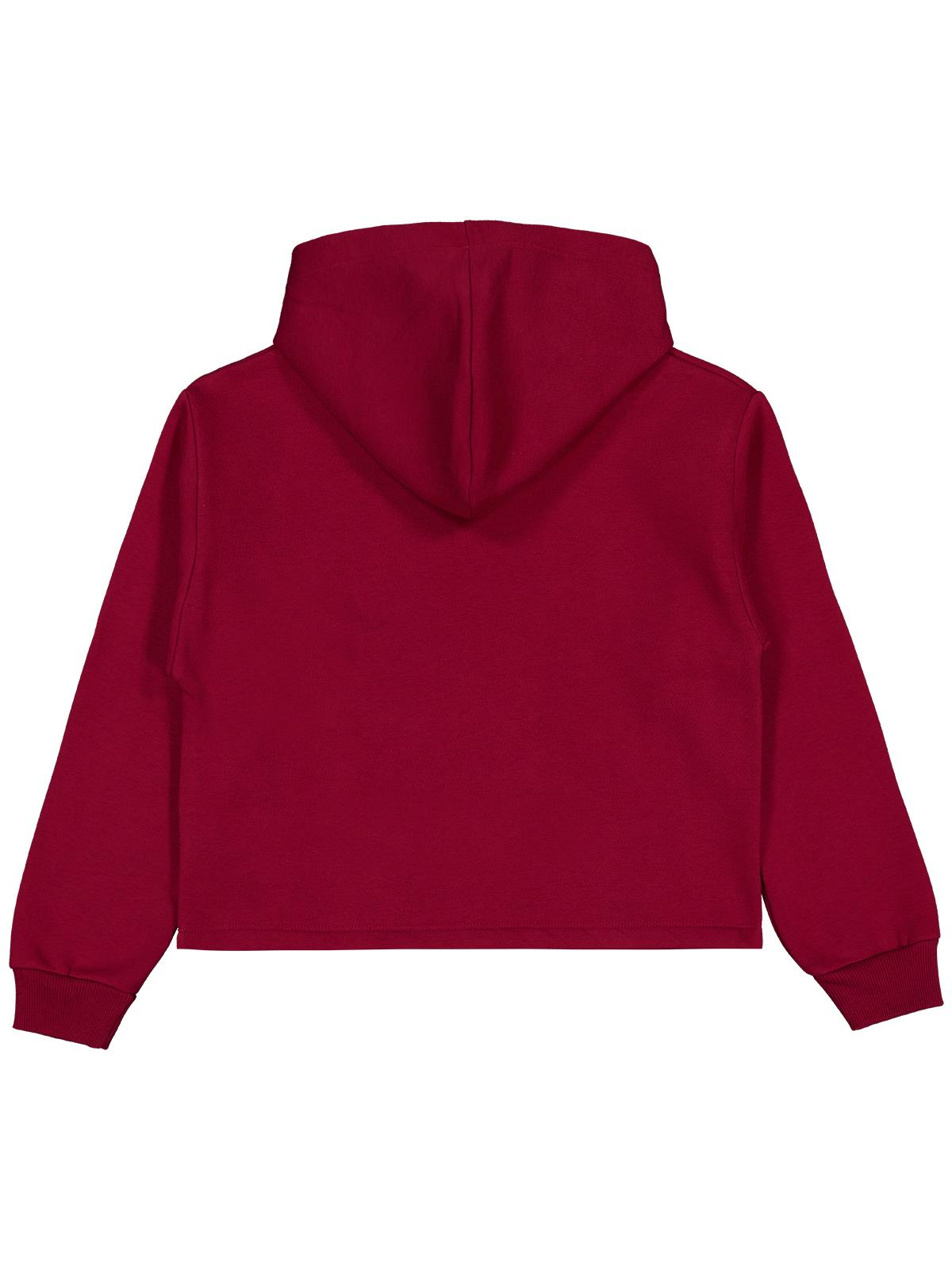 Civil Kız Çocuk Paris Baskılı Sweatshirt | 3 İp Uzun Kol Kapşonlu | Okul Kreş ve Günlük Kullanım - Bordo
