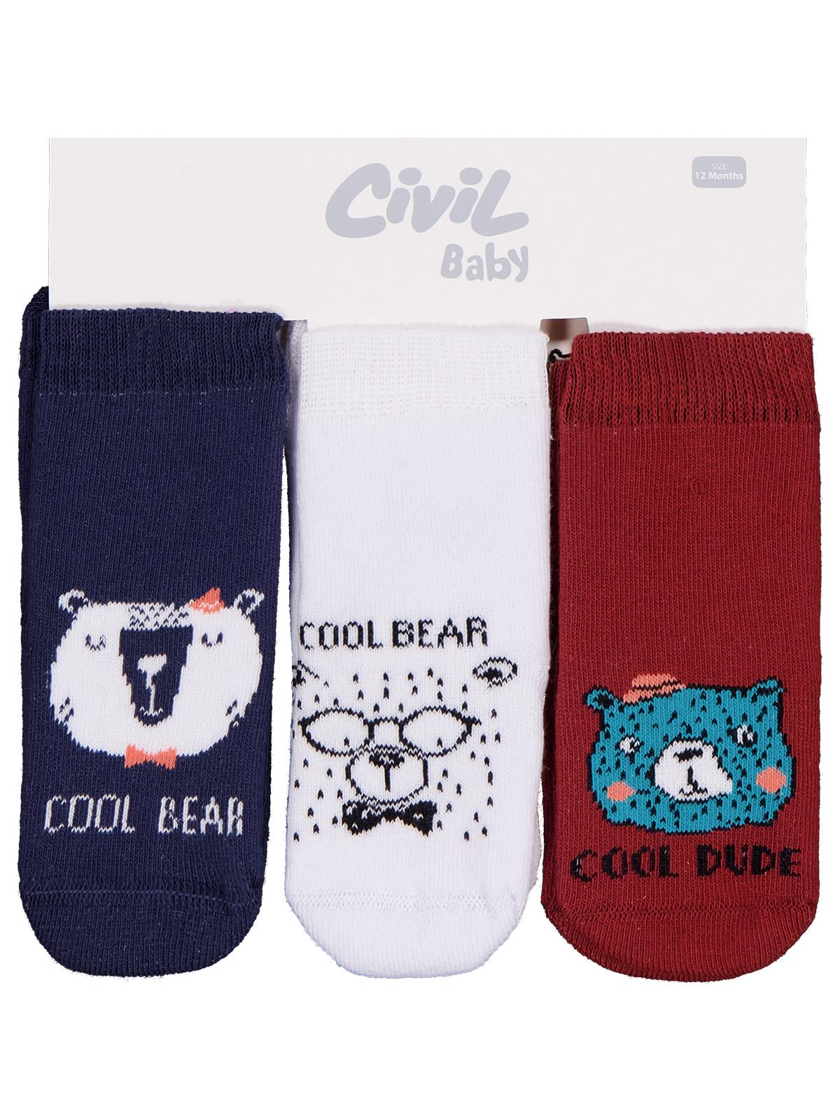 Civil Baby Animal Havlu 6- 3'lü Bebek Erk Çorap Set