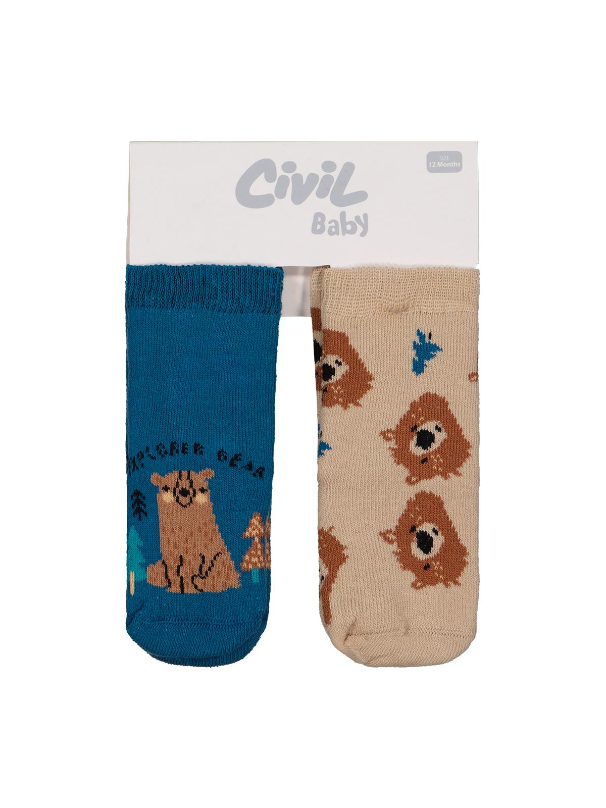 Civil Baby Bear Havlu 6- 2'li Bebek Erk Çorap Set