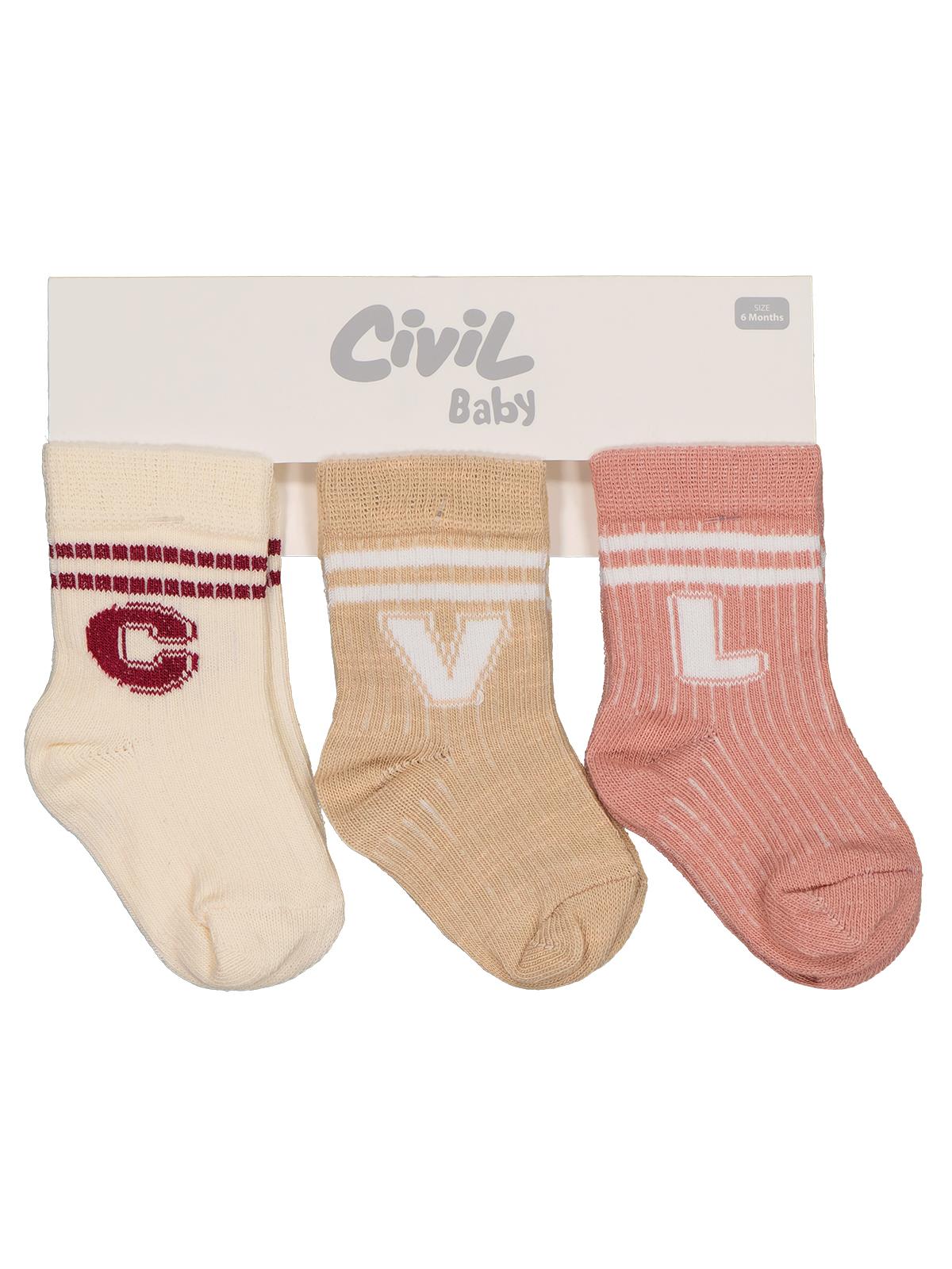 Civil Baby CVL 3'lü 6- Bebek Kız Çorap Set