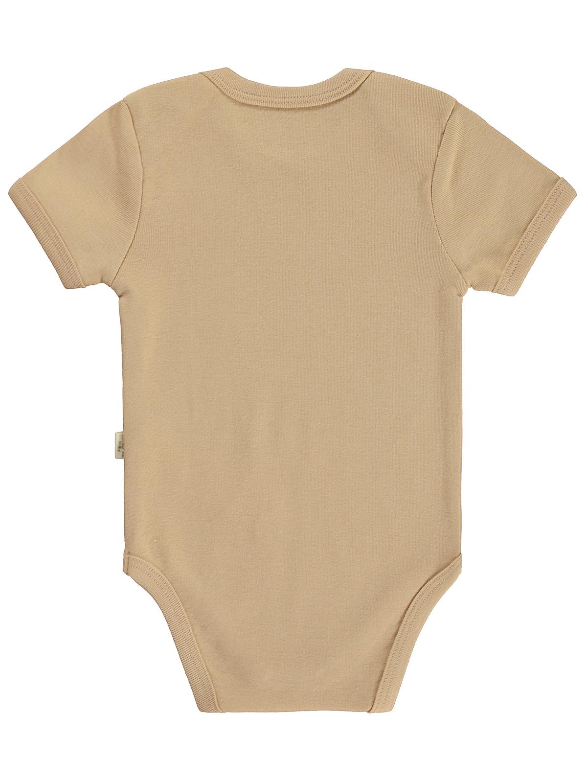 Civil Baby Düz Renkli Kısa Kol 1-3 Yaş Çıtçıtlı Badi - Kahverengi
