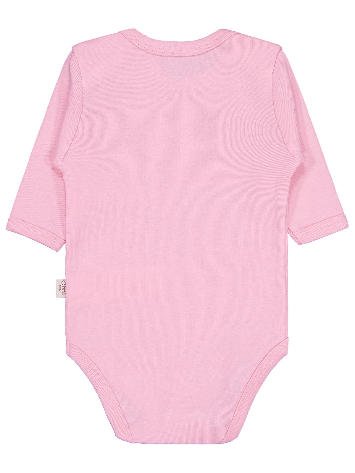 Civil Baby Düz Renkli Uzun Kol 12-36 Ay Çıtçıtlı Badi - Pembe