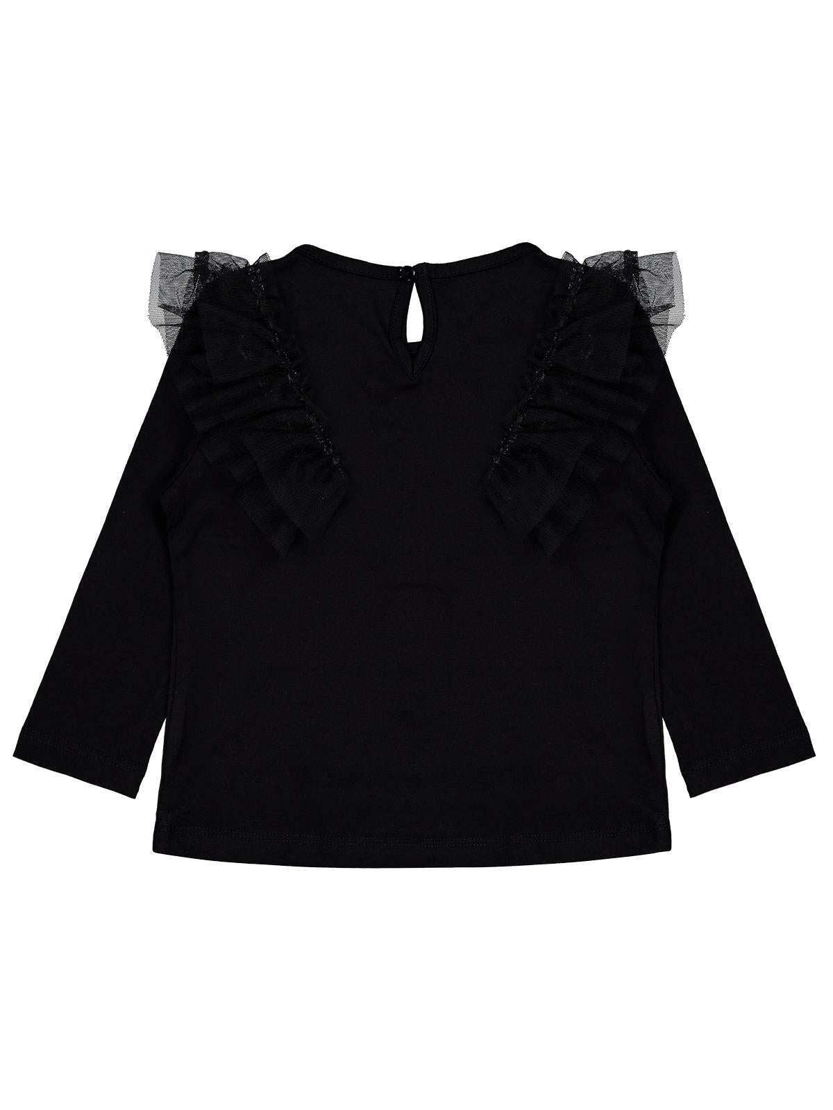 Civil Kız Çocuk Tül Fırfırlı Sweatshirt | Süprem Uzun Kol | Okul Kreş ve Günlük Kullanım - Siyah