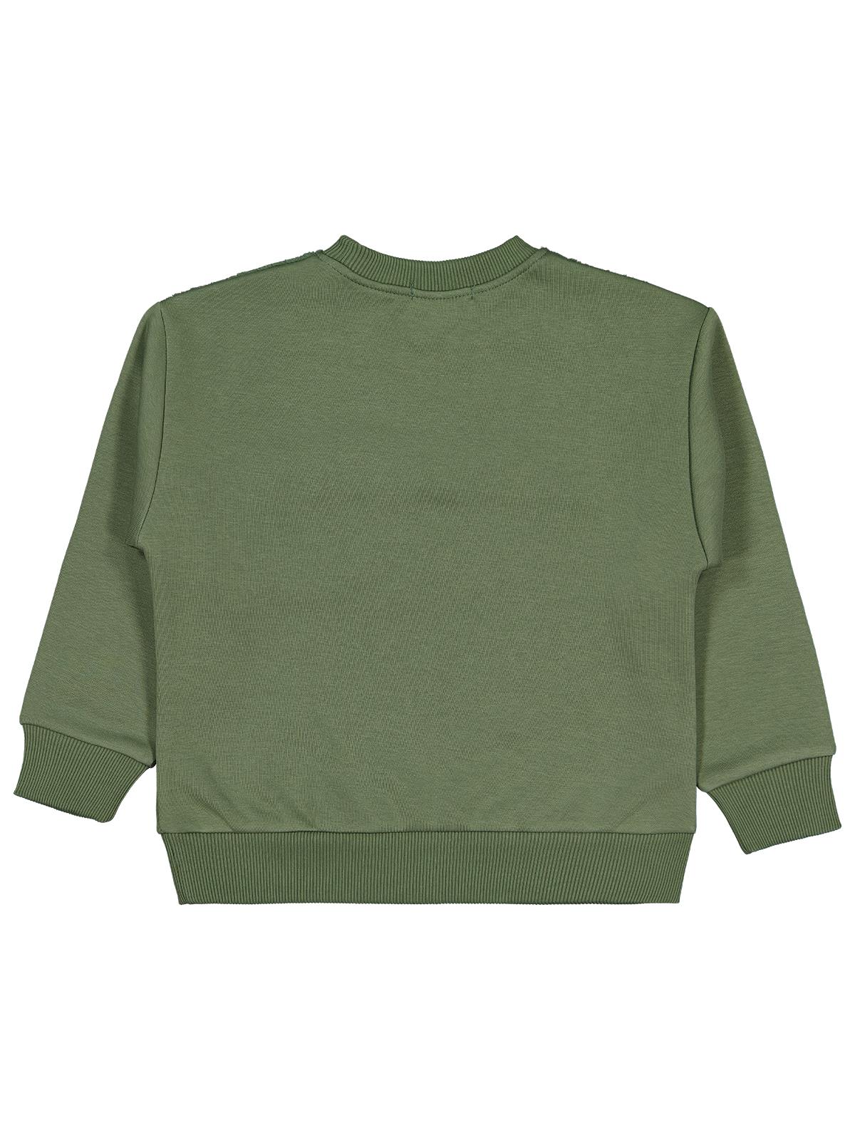 Civil Erkek Çocuk Peluş Garnili Sweatshirt | 3 İp Uzun Kol | Okul Kreş ve Günlük Kullanım - Haki