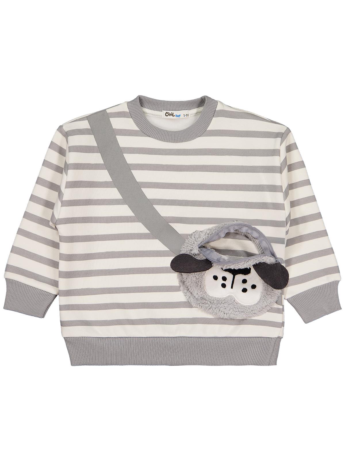 Civil Boys Köpek Çantalı 2-5 Yaş Sweatshirt - Gri