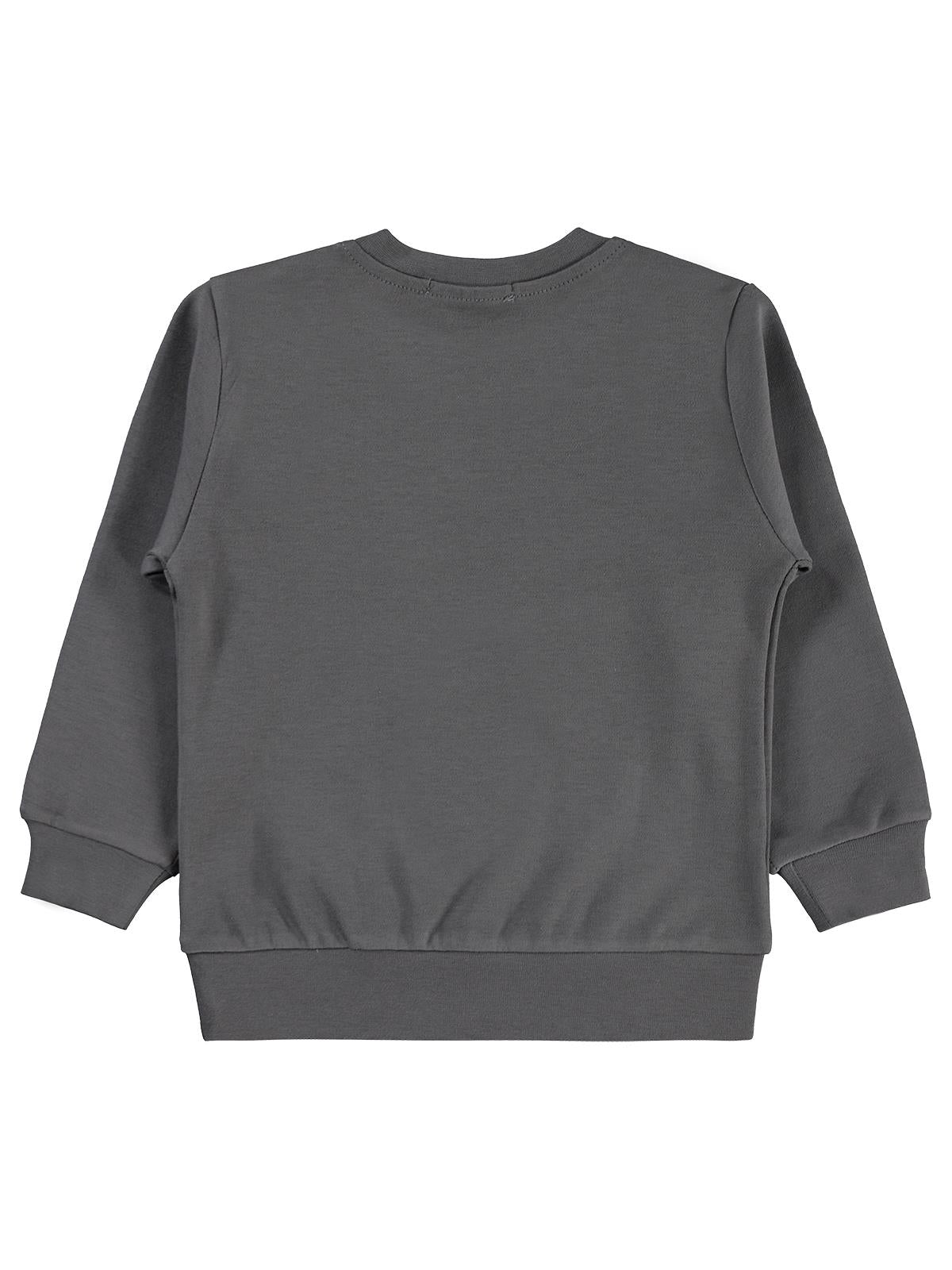 Civil Erkek Çocuk Trex Club Baskılı Sweatshirt Km | İnterlok Uzun Kol | Okul Kreş ve Günlük Kullanım - Gri
