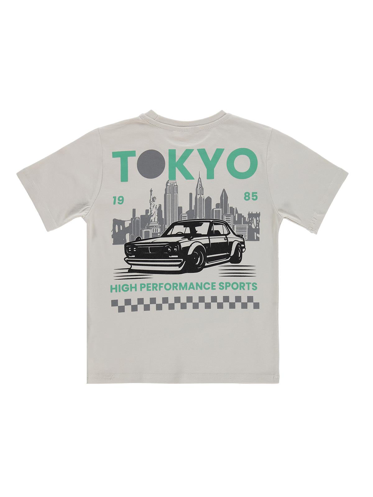 Civil Boys Tokyo Basklı 10-13 Yaş Tişört - Koyu Taş Rengi