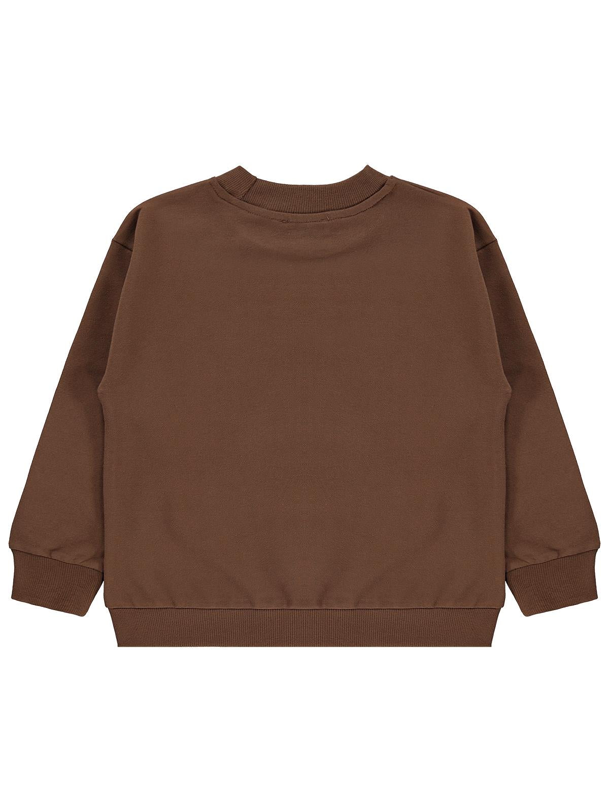 Civil Boys Erkek Çocuk Basic Sweatshirt | Fırçalı 2 İp Uzun Kol | Okul Kreş ve Günlük Kullanım - Kahverengi