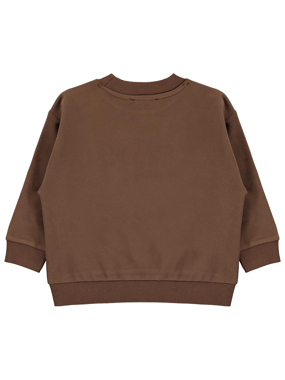 Civil Boys Erkek Çocuk Basic Sweatshirt | Fırçalı 2 İp Uzun Kol | Okul Kreş ve Günlük Kullanım - Kahverengi