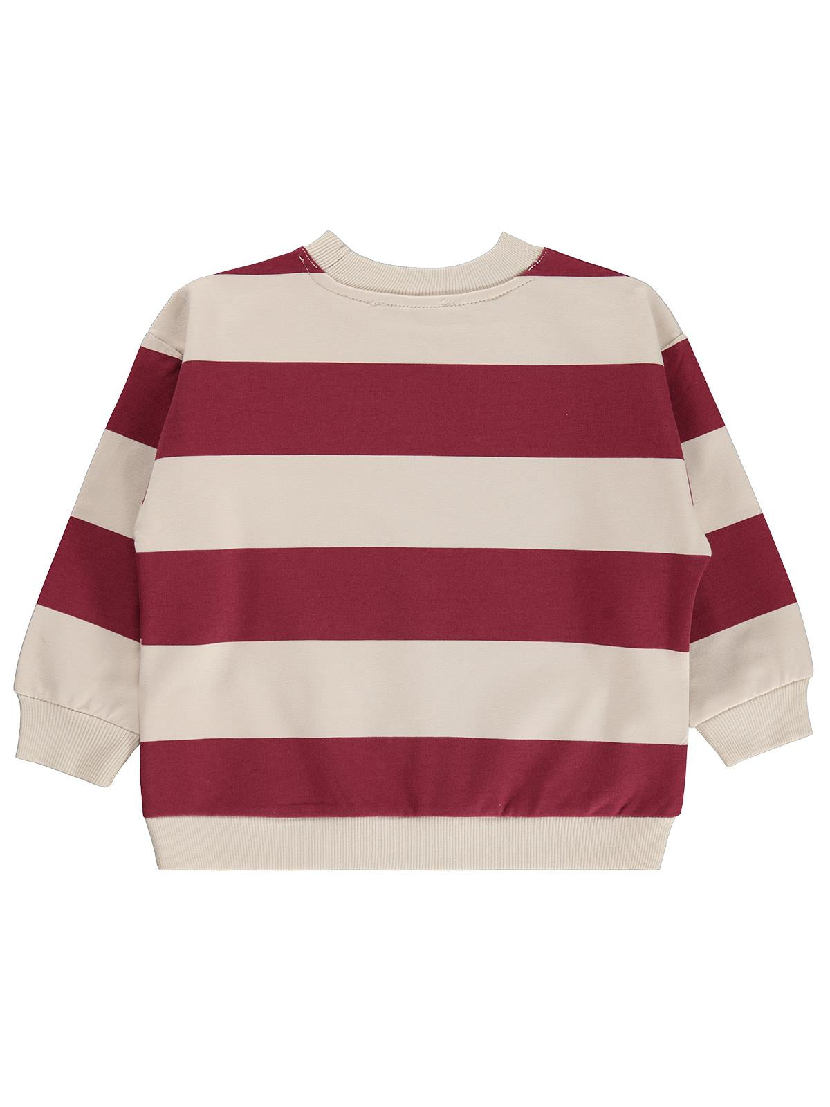 Civil Boys Erkek Çocuk Kalın Çizgili Basic Sweatshirt | 2 İp Uzun Kol | Okul Kreş ve Günlük Kullanım - Bordo