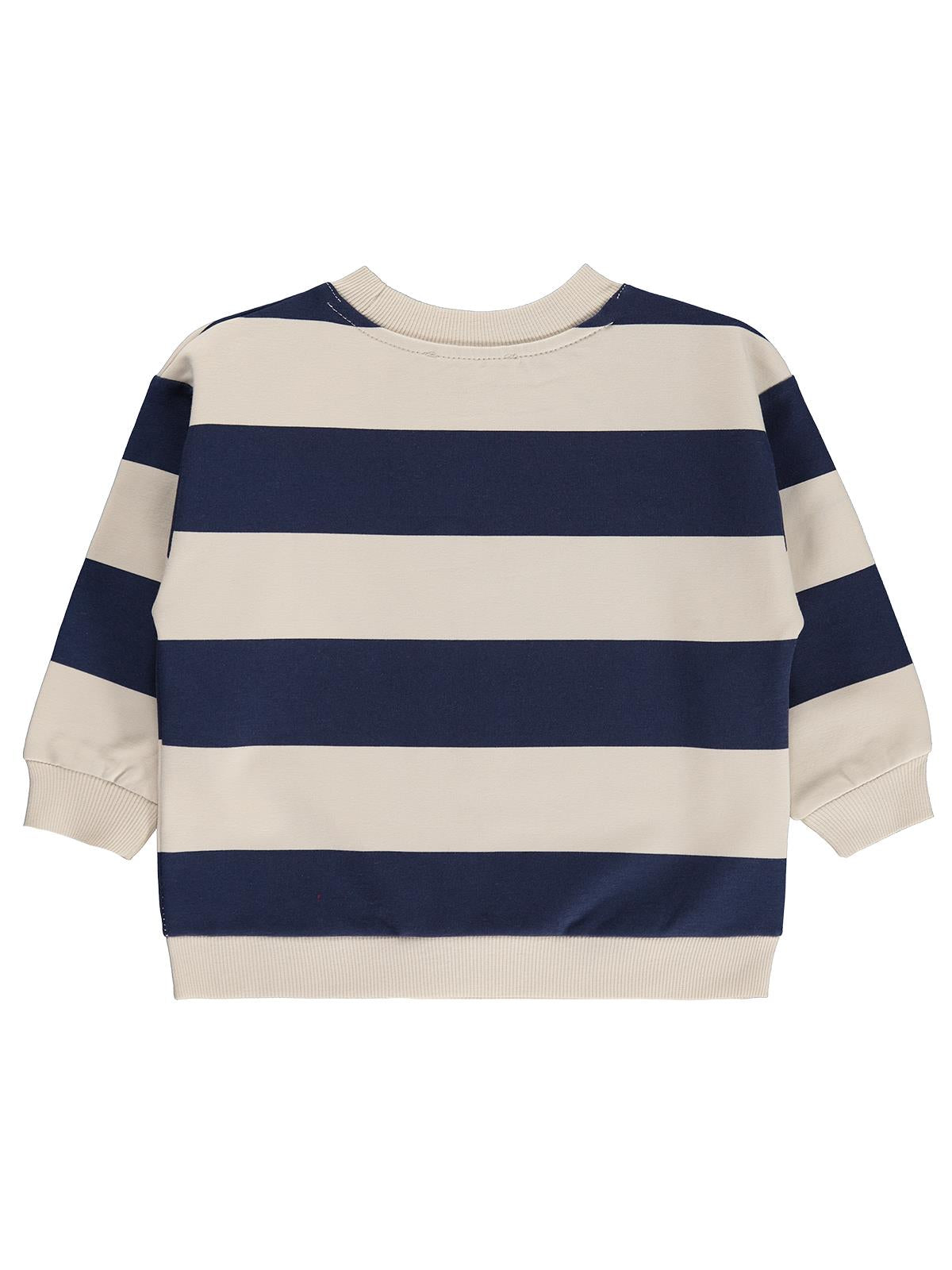 Civil Boys Erkek Çocuk Kalın Çizgili Basic Sweatshirt | 2 İp Uzun Kol | Okul Kreş ve Günlük Kullanım - Lacivert