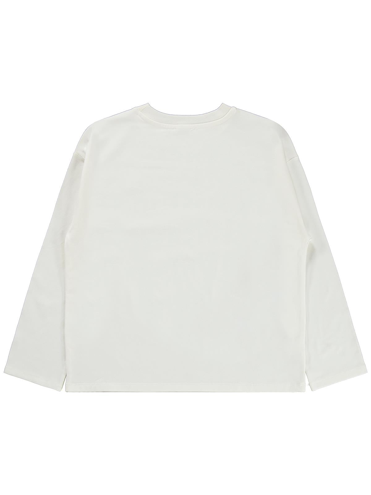 Civil Kız Çocuk Trust Baskılı Sweatshirt | Likralı Süprem Şardonlu | Okul Kreş ve Günlük Kullanım - Beyaz
