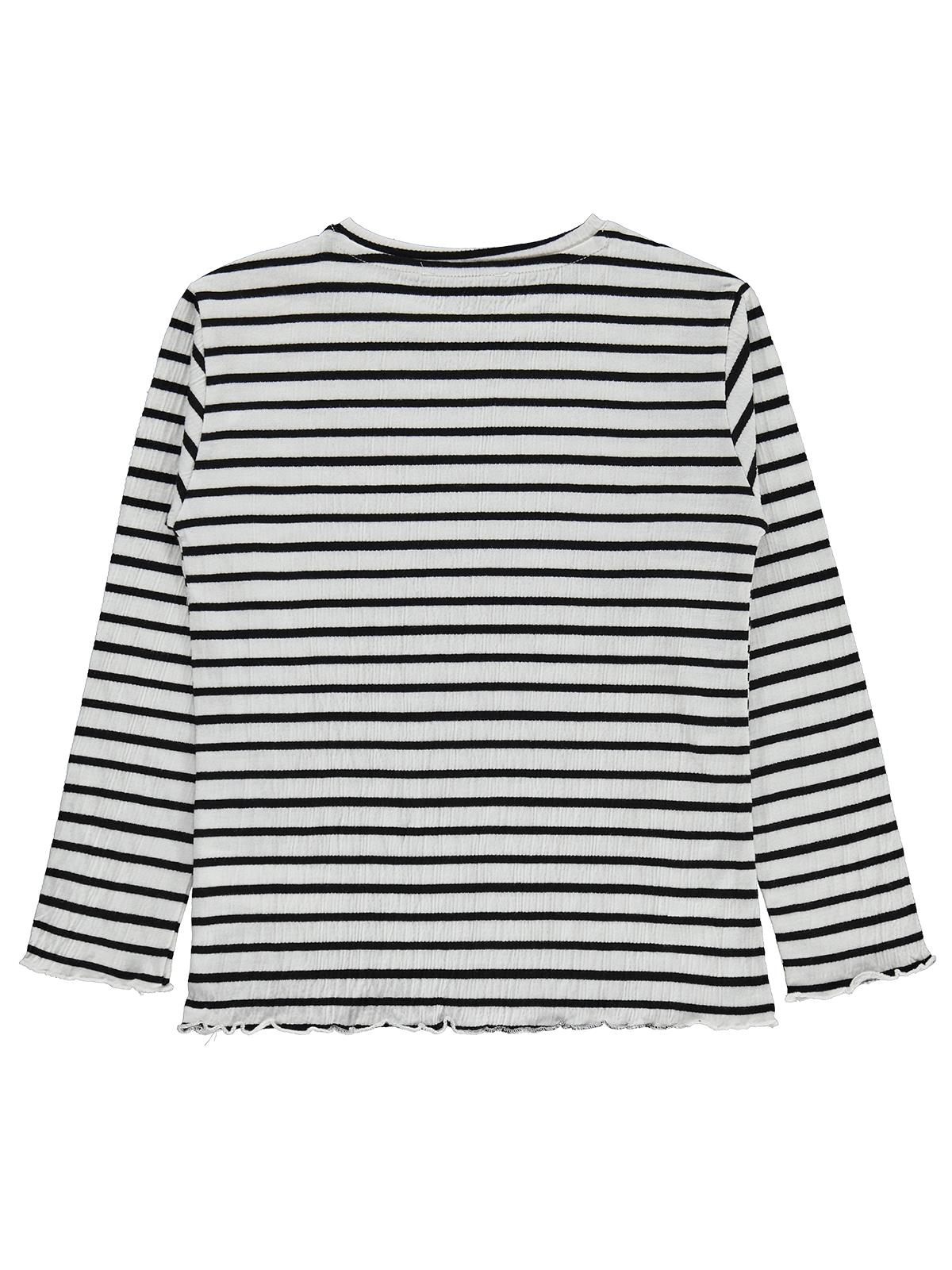 Civil Kız Çocuk Çizgili Sweatshirt | Jakarlı Süprem Uzun Kol | Okul Kreş ve Günlük Kullanım - Ekru