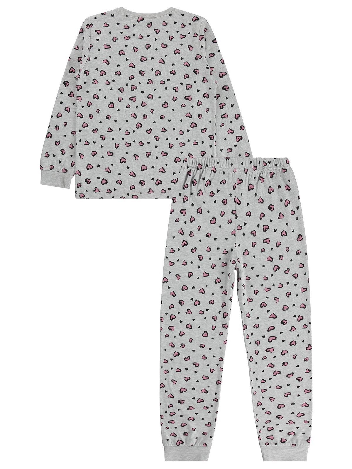 Civil Girls Kız Çocuk Leopar Pijama Takımı | Süprem Uzun Kol Bisiklet Yaka | Okul Kreş ve Günlük Kullanım - Gri