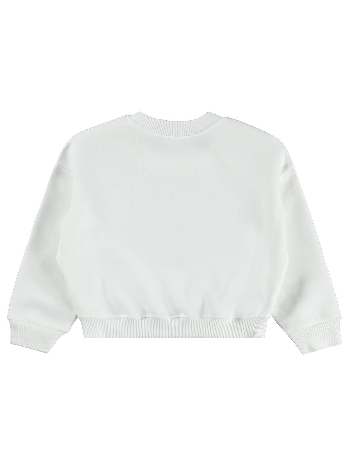 Civil Girls Kız Çocuk Düz Sweatshirt | 3 İp Uzun Kol Bisiklet Yaka | Okul Kreş ve Günlük Kullanım - Ekru
