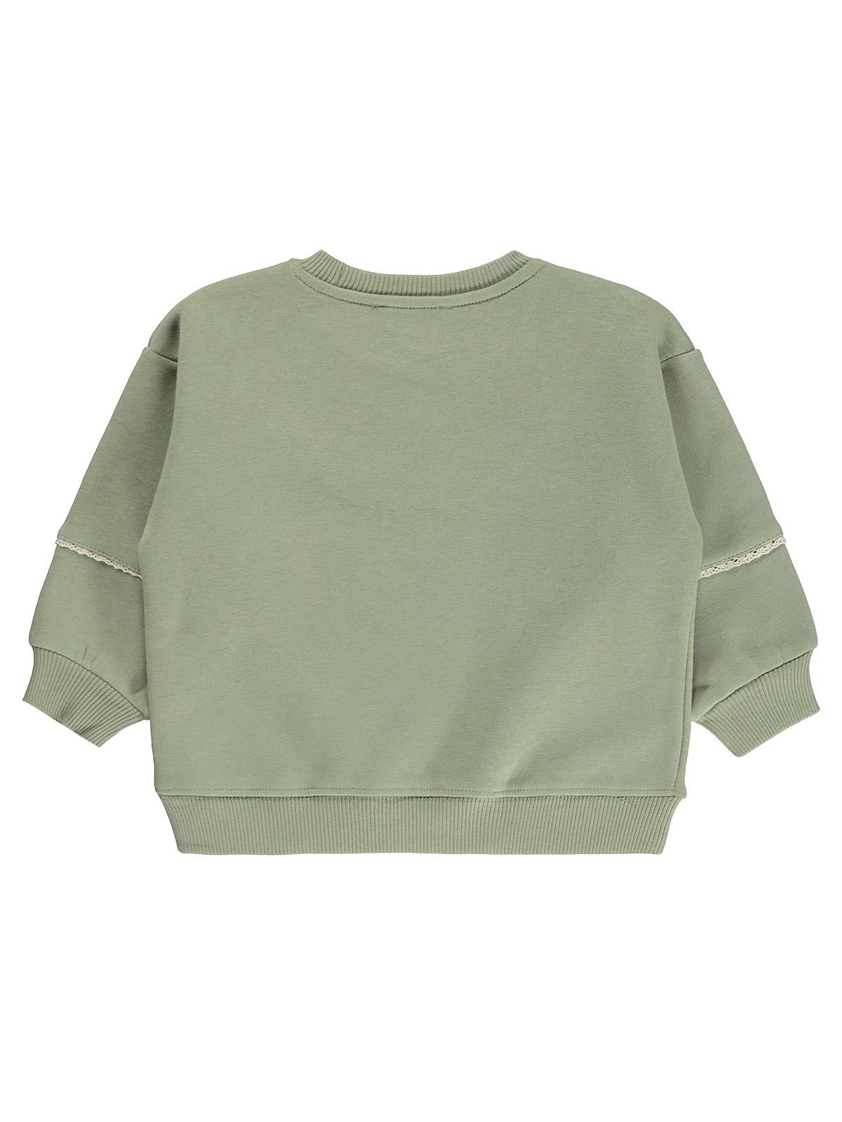 Civil Girls Çiçek Nakışlı 2-5 Yaş Sweatshirt - Haki