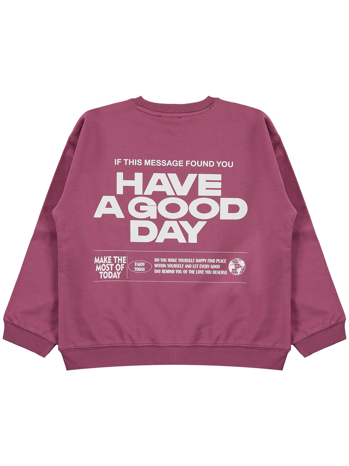 Civil Kız Çocuk Make The Most Baskılı Sweatshirt | 2 İp Uzun Kol | Okul Kreş ve Günlük Kullanım - Lila
