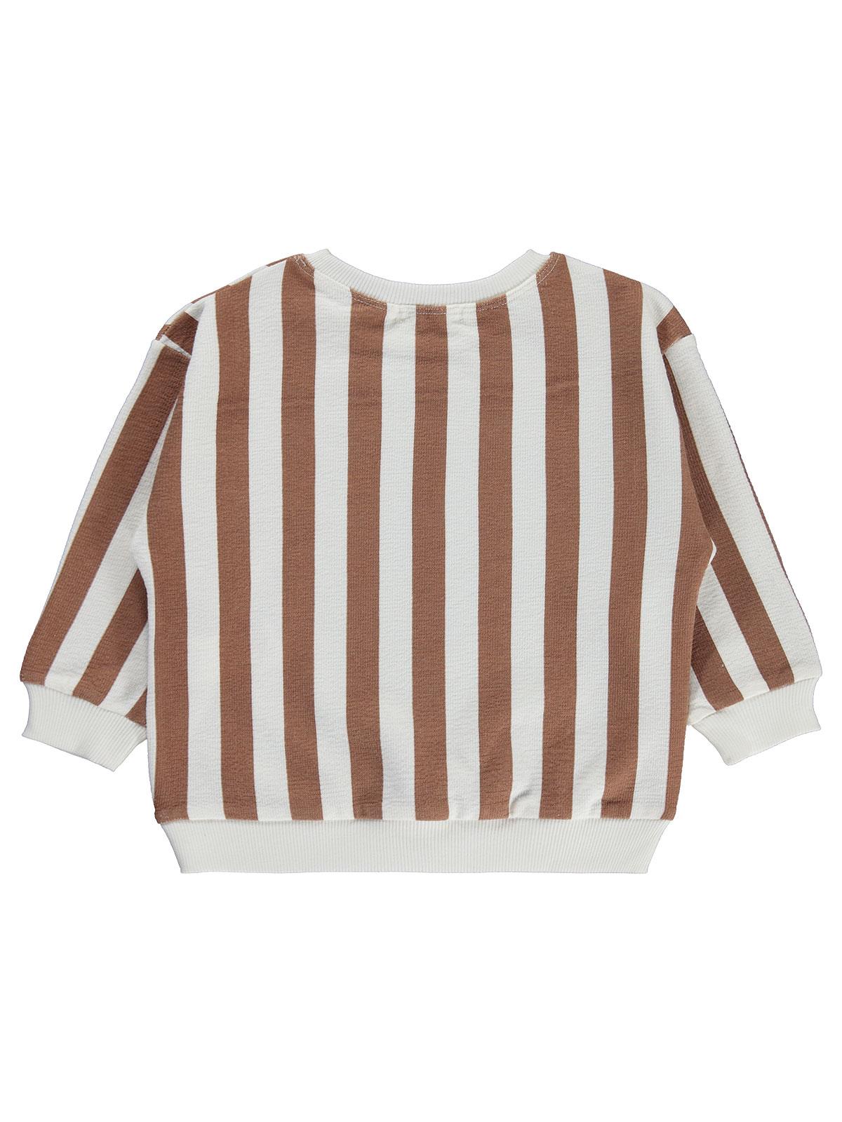 Civil Erkek Çocuk Çizgili Adventure Sweatshirt | Jakarlı Süprem | Okul Kreş ve Günlük Kullanım - Ekru