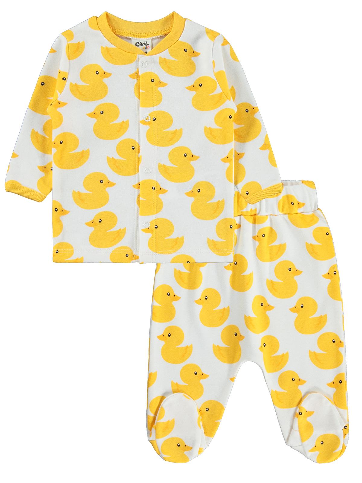 Civil Baby Yavru Ördek Empirme 1-9 Ay Pijama Takımı - Ekru