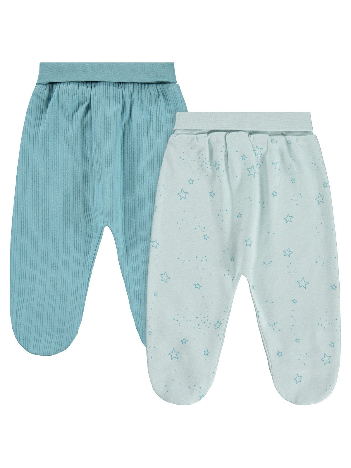 Civil Baby Mavi Jakarlı 2li Patikli 1-9 Ay Tek Alt Bebe - Mavi