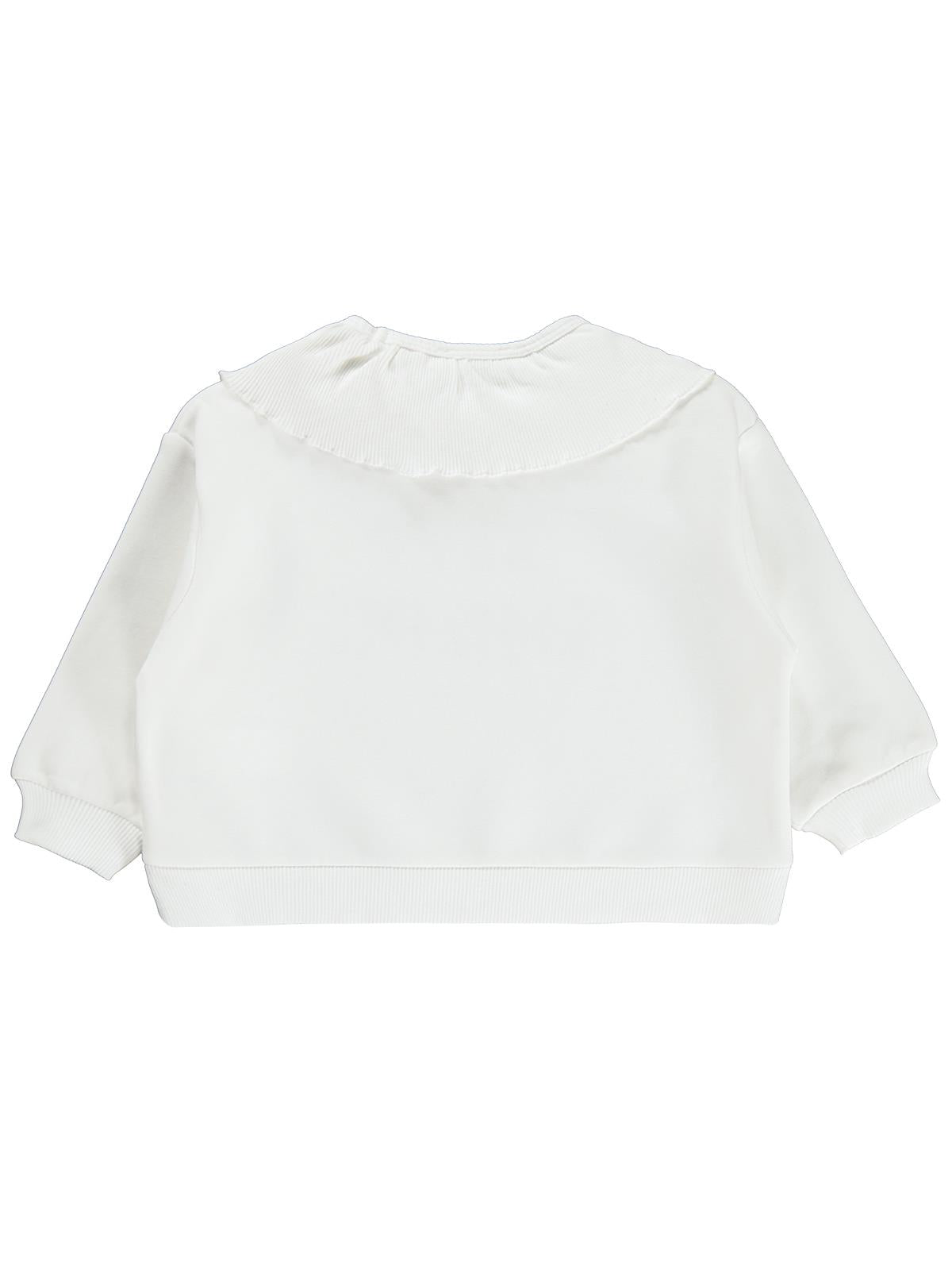 Civil Kız Çocuk Kaşkorse Yakalı Sweatshirt | 3 İp Uzun Kol Bebe Yaka | Okul Kreş ve Günlük Kullanım - Ekru