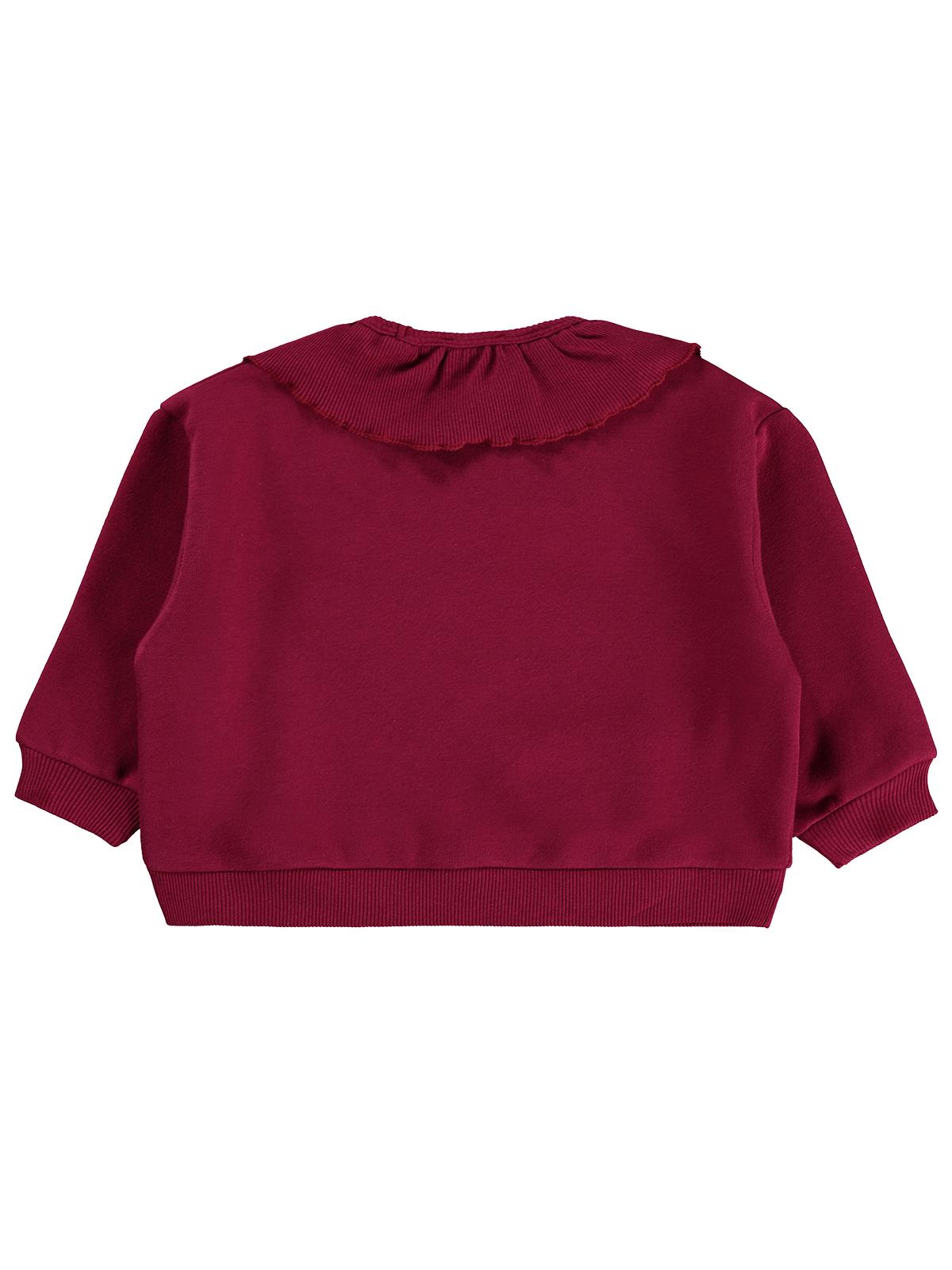 Civil Kız Çocuk Kaşkorse Yakalı Sweatshirt | 3 İp Uzun Kol Bebe Yaka | Okul Kreş ve Günlük Kullanım - Bordo