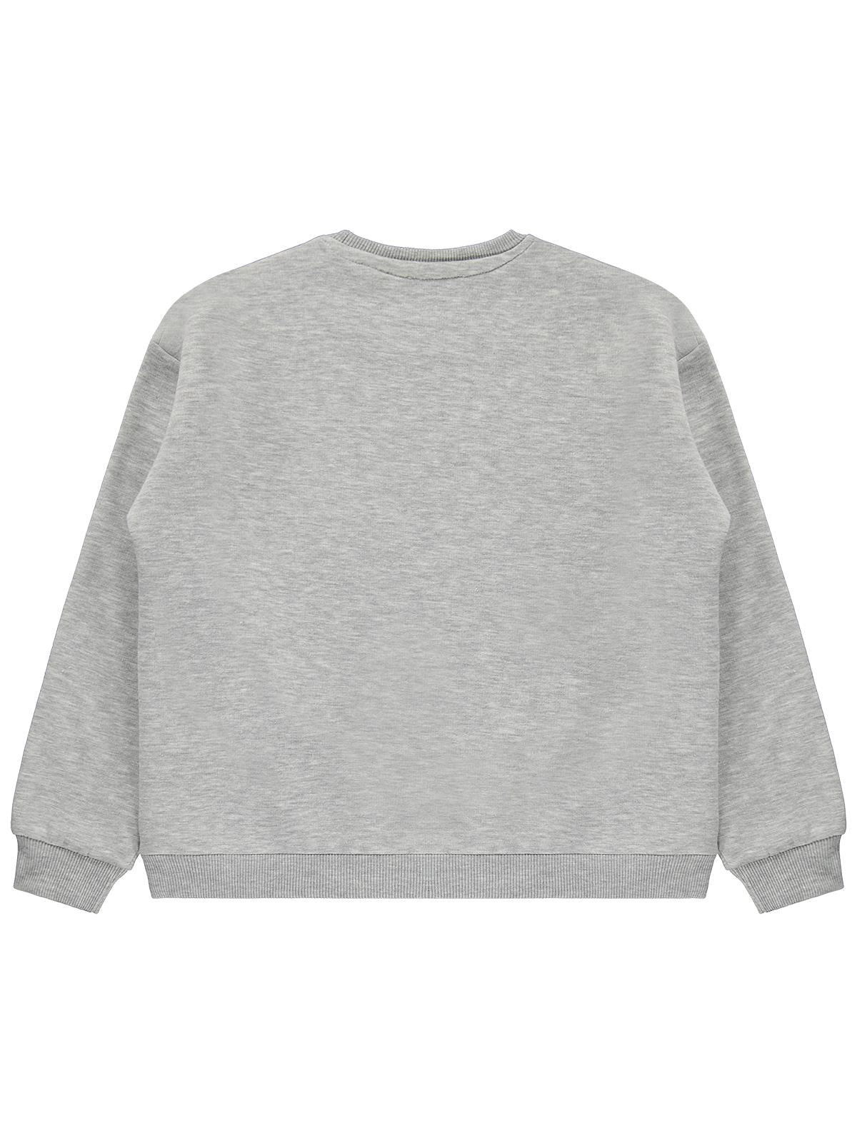 Kuromi Sweatshirt | 3 İp Uzun Kol Bisiklet Yaka Baskılı | Okul Kreş ve Günlük Kullanım - Gri