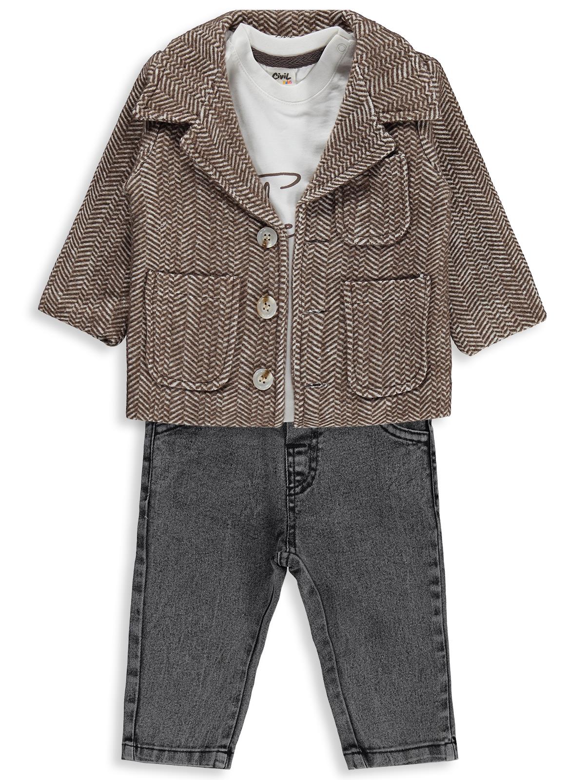 Civil Baby Kaşeli 6-18 Ay Takım - Kahverengi