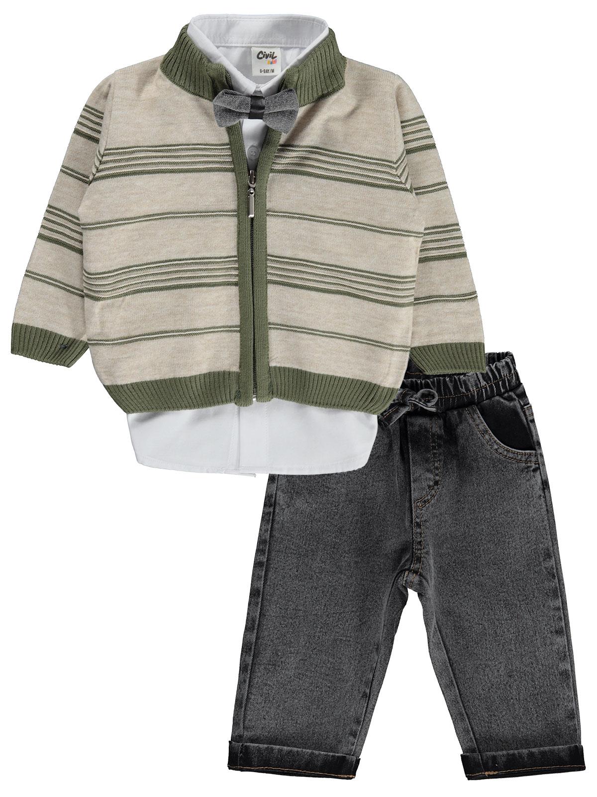 Civil Baby Çizgili 6-18 Ay Takım - Haki