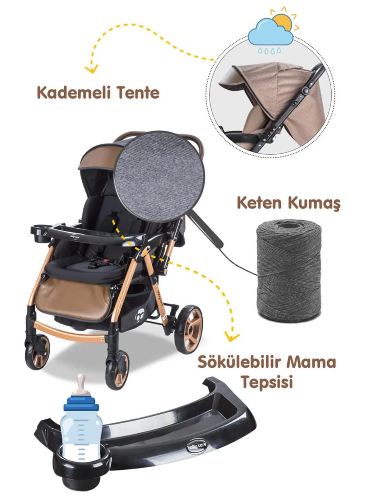 Babycare Combo Maxi Pro Çift Yönlü Bebek Arabası - Siyah