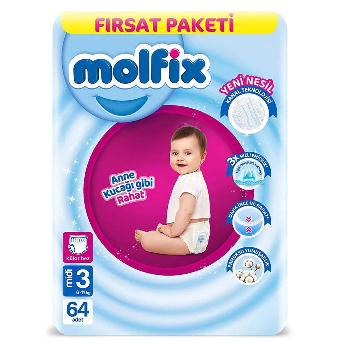 Molfix Külot Bez 3 Beden Süper Fırsat Paketi 60 Adet