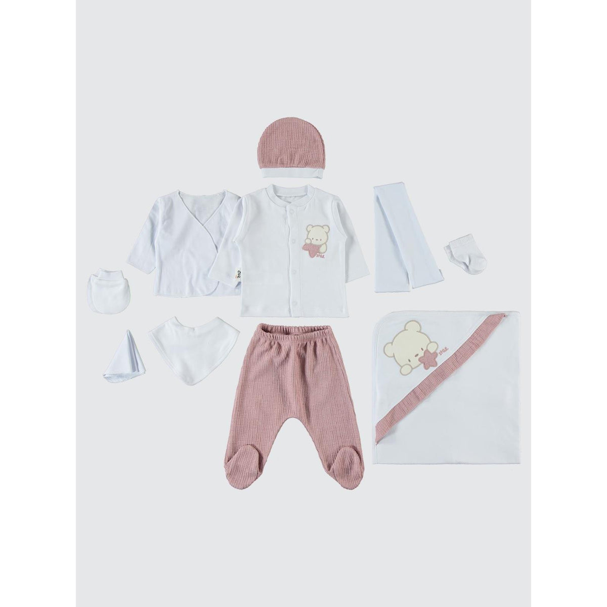 Civil Baby Unisex Bebek 10'lu Zıbın Seti  - Pudra